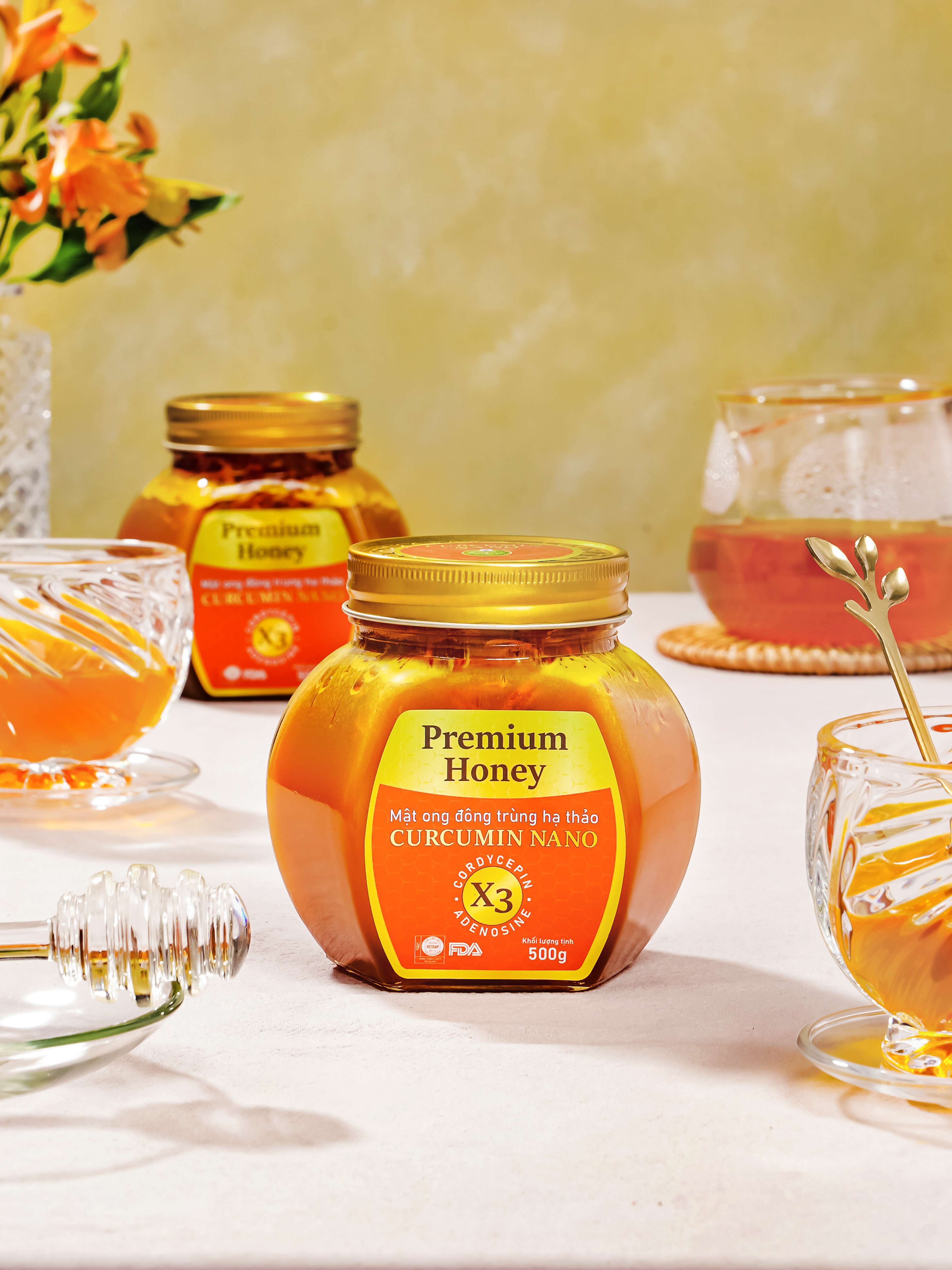 Mật ong đông trùng hạ thảo Curcumin Nano (Hộp 500g)